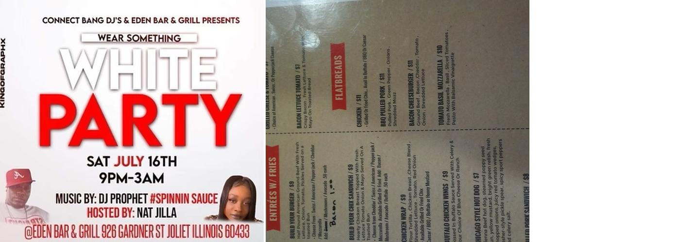 Eden Bar and Grill Menu