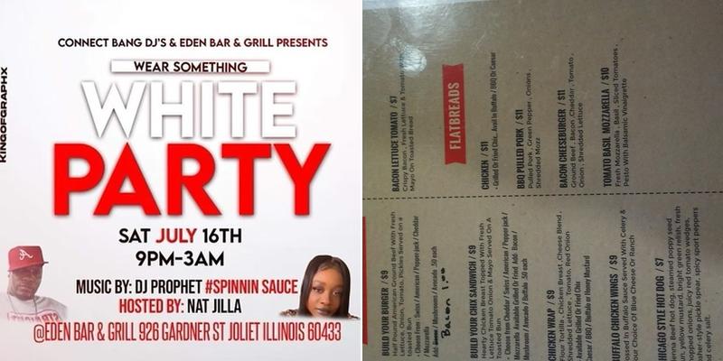 Eden Bar and Grill Menu