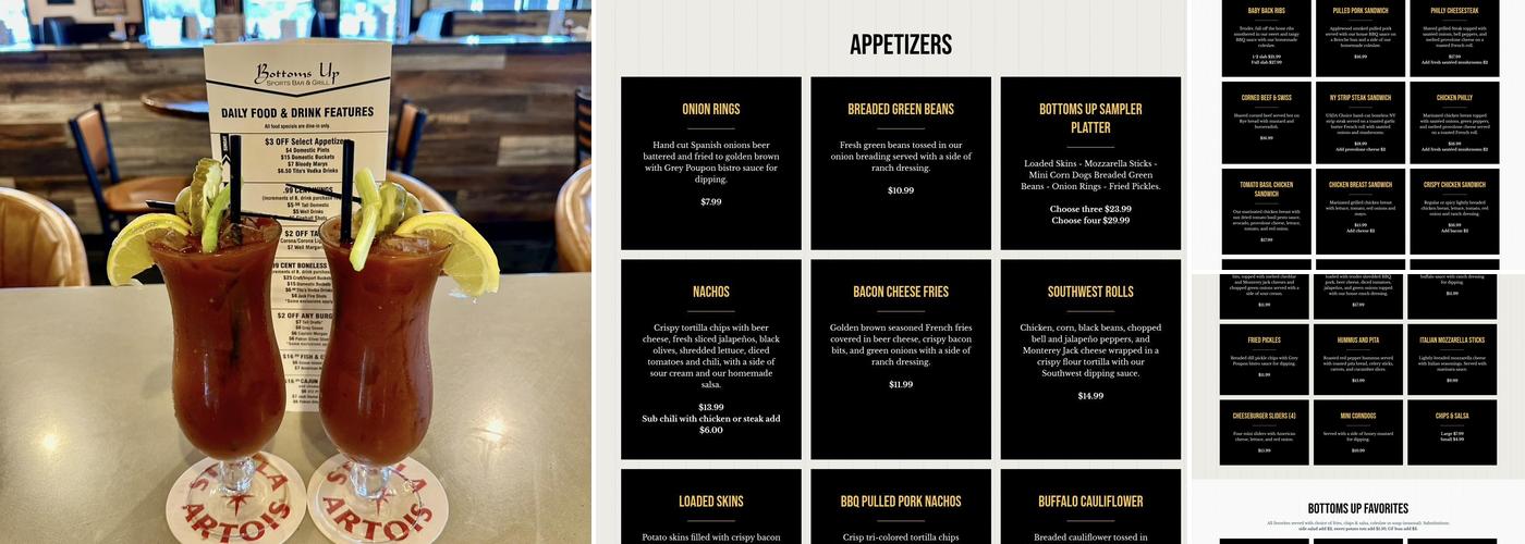 Bottoms Up Sports Bar & Grill Menu