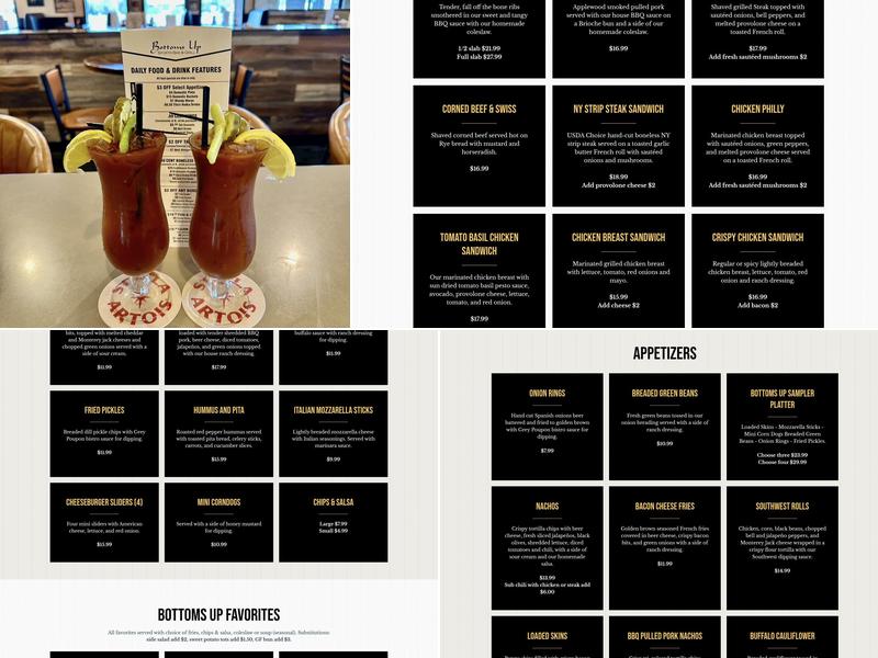 Bottoms Up Sports Bar & Grill Menu