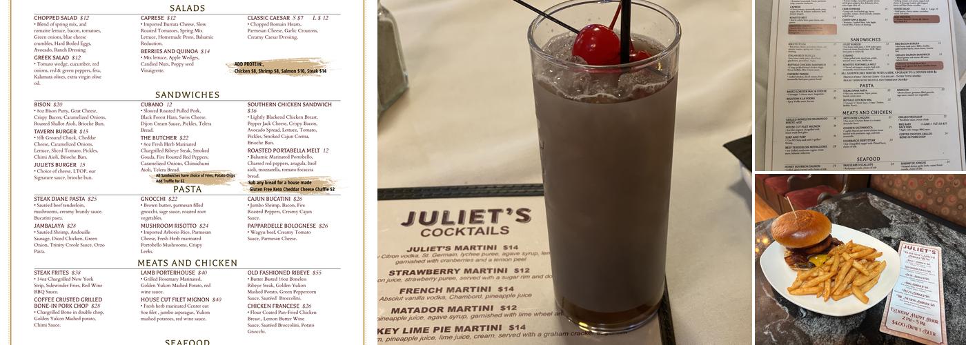 Juliet's Tavern Menu