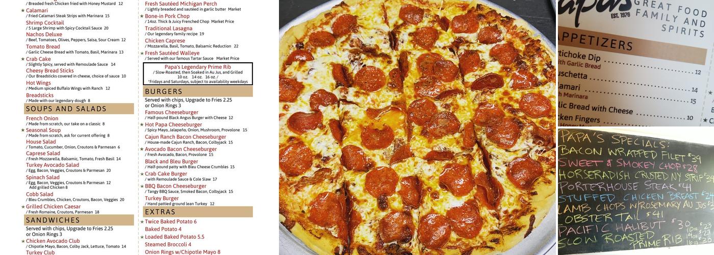 Papa's Menu