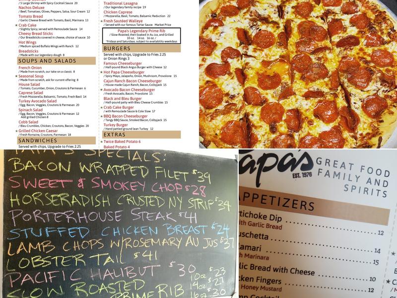 Papa's Menu