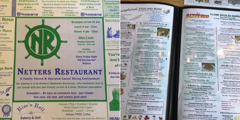 Netters Restaurant Menu