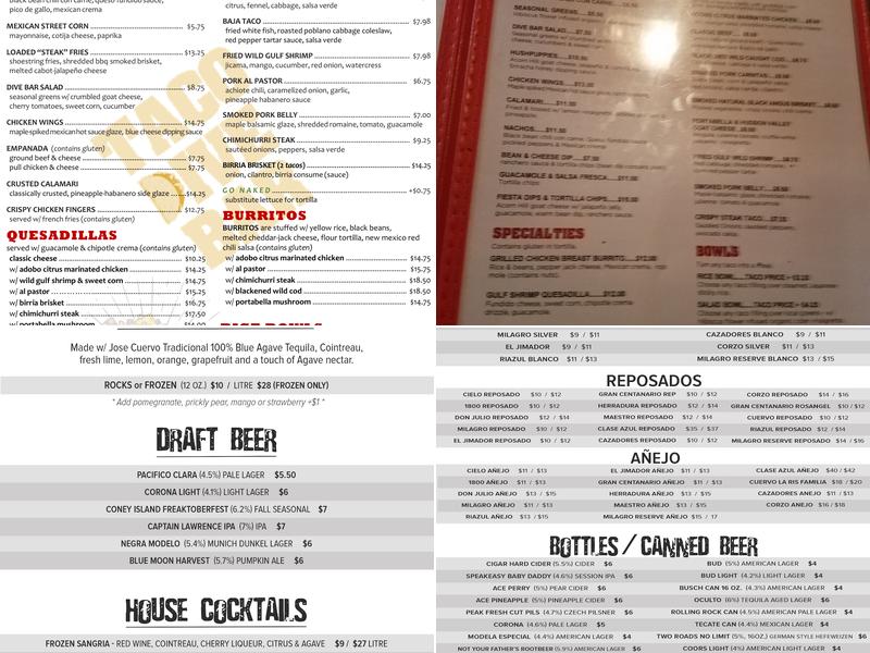 Taco Dive Bar Menu