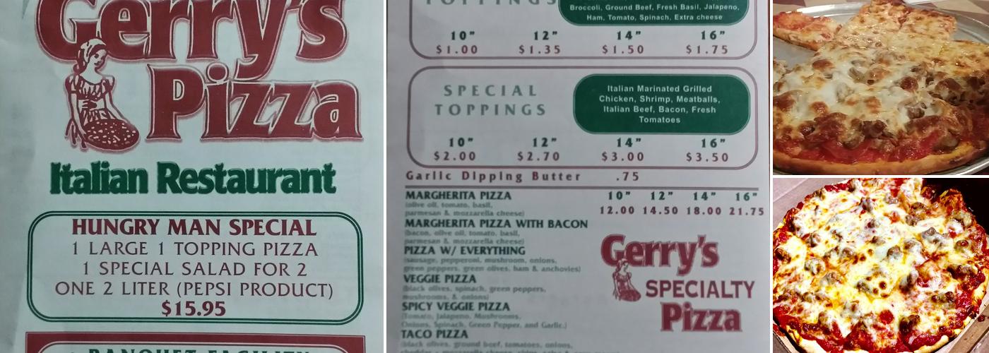 Gerry's Pizza Menu