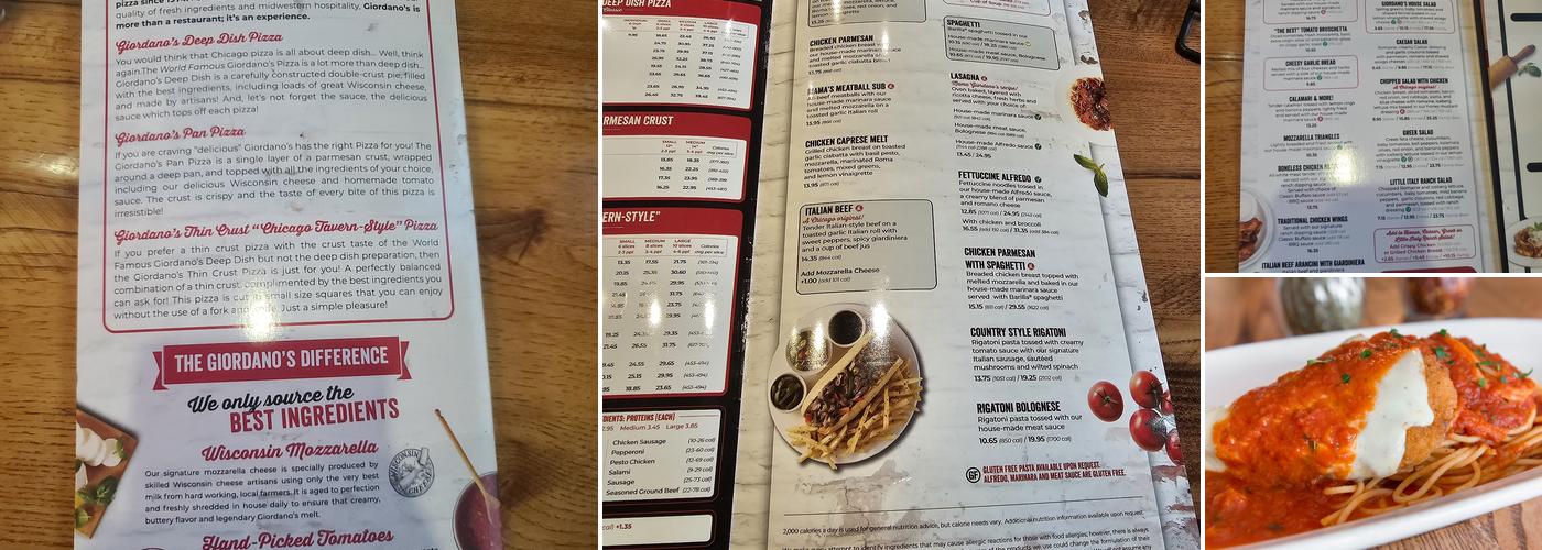 Giordano's Menu