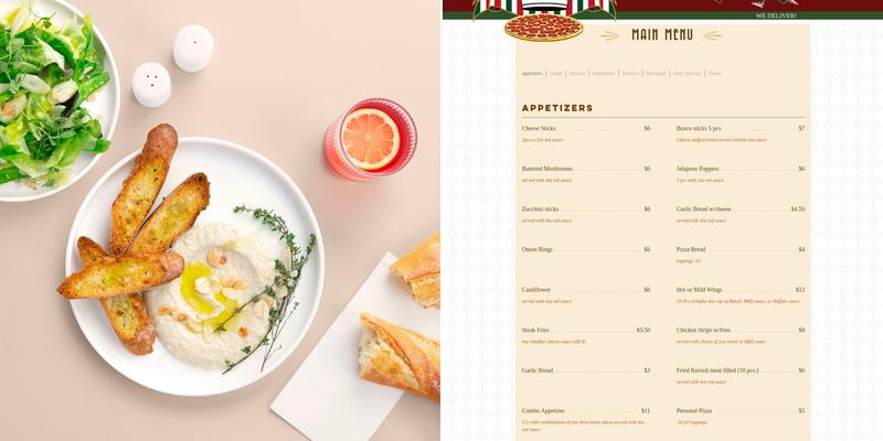 Primo's Pizza Menu