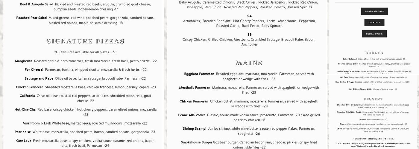 Gleason's Menu