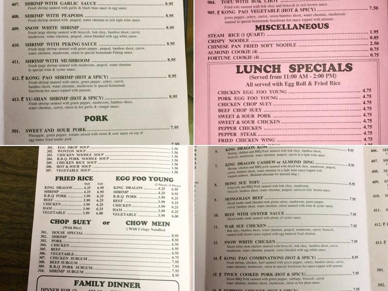 King Dragon Menu
