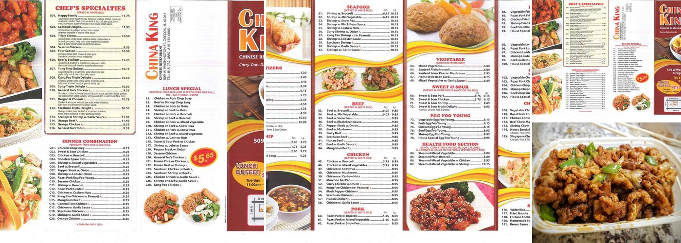 China King Menu