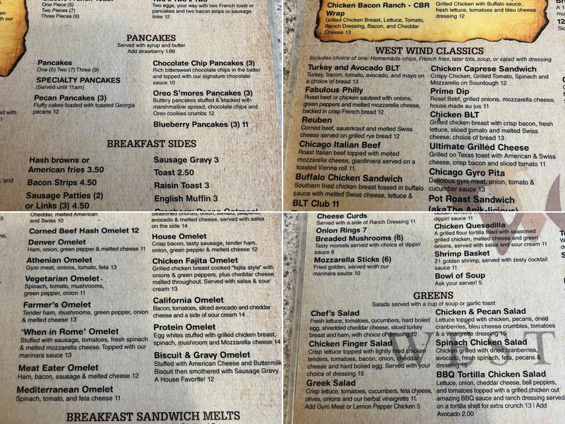 West Wind Diner Menu