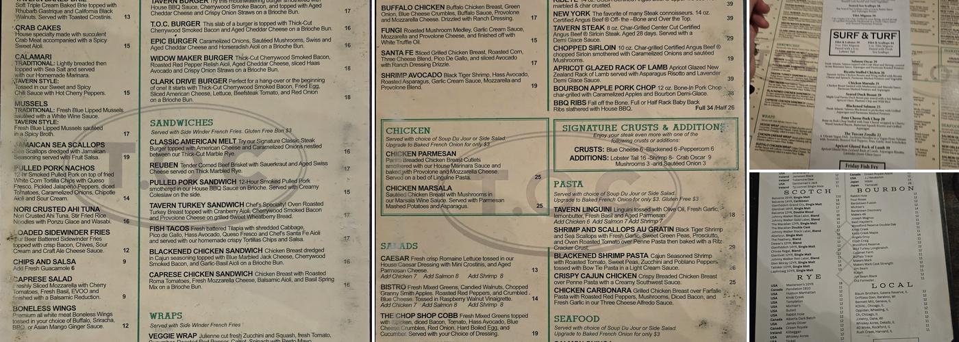 Tavern On Clark Menu