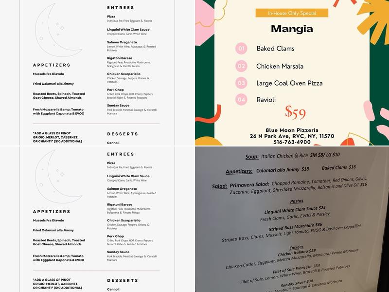 Blue Moon Menu