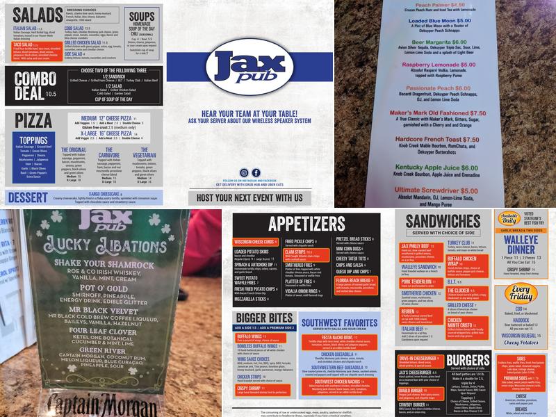 Jax Pub Menu