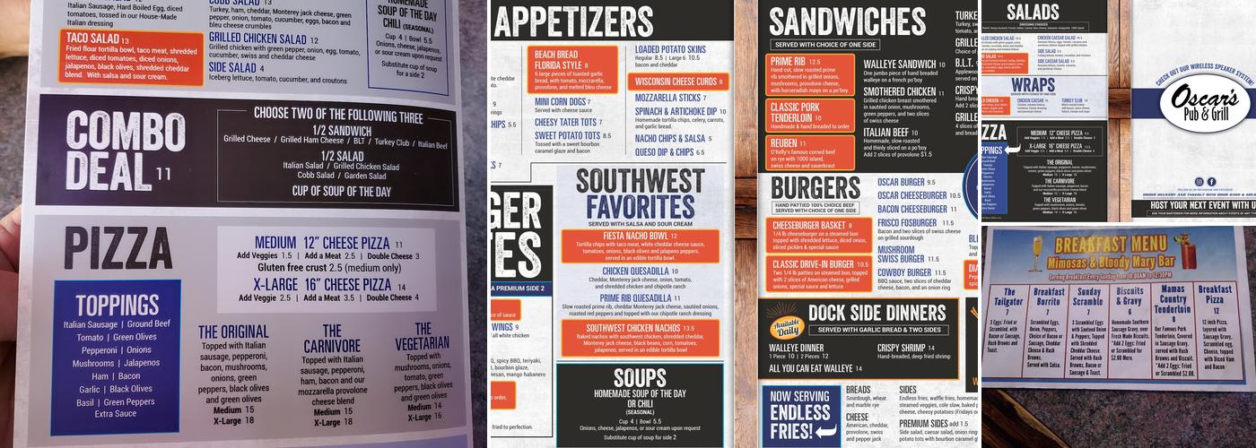 Oscar's Pub & Grill Menu