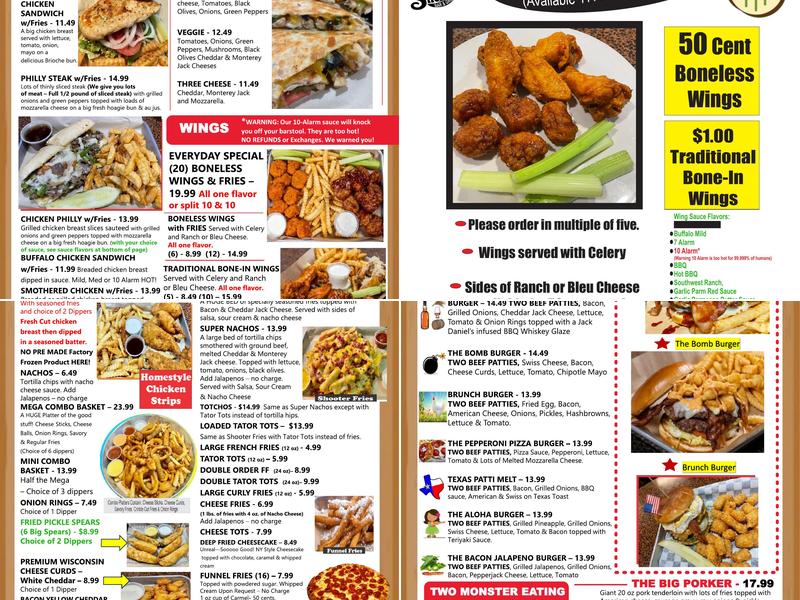 Shooter's Bar Grill Menu
