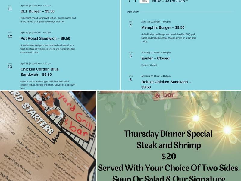Backyard Grill & Bar Menu