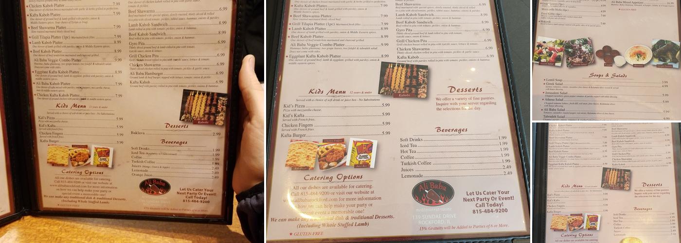 Ali Baba Menu