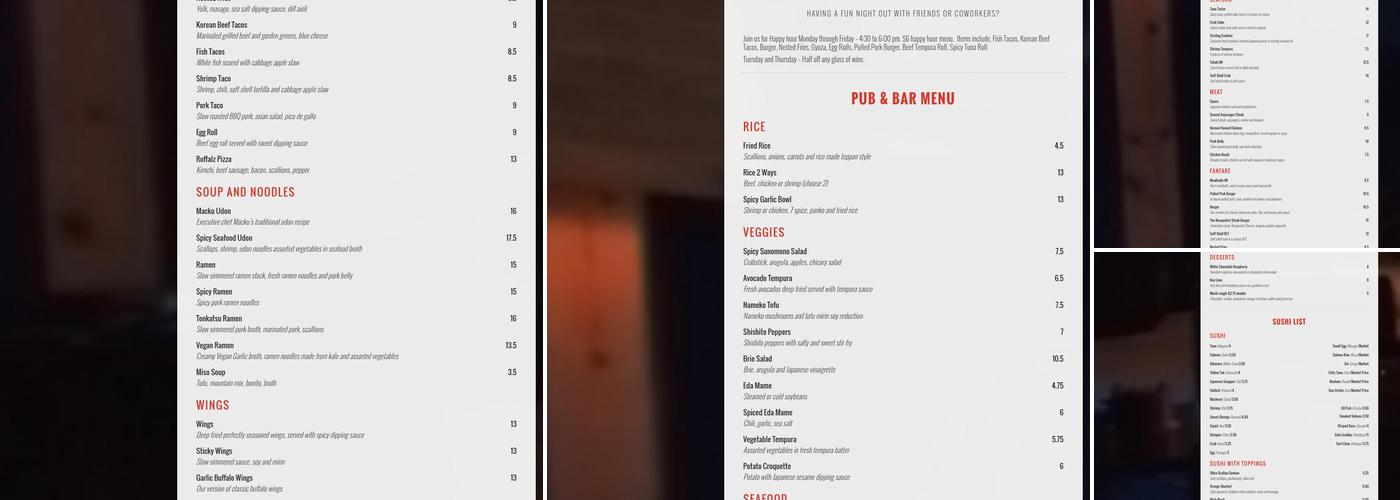 Shogun Menu