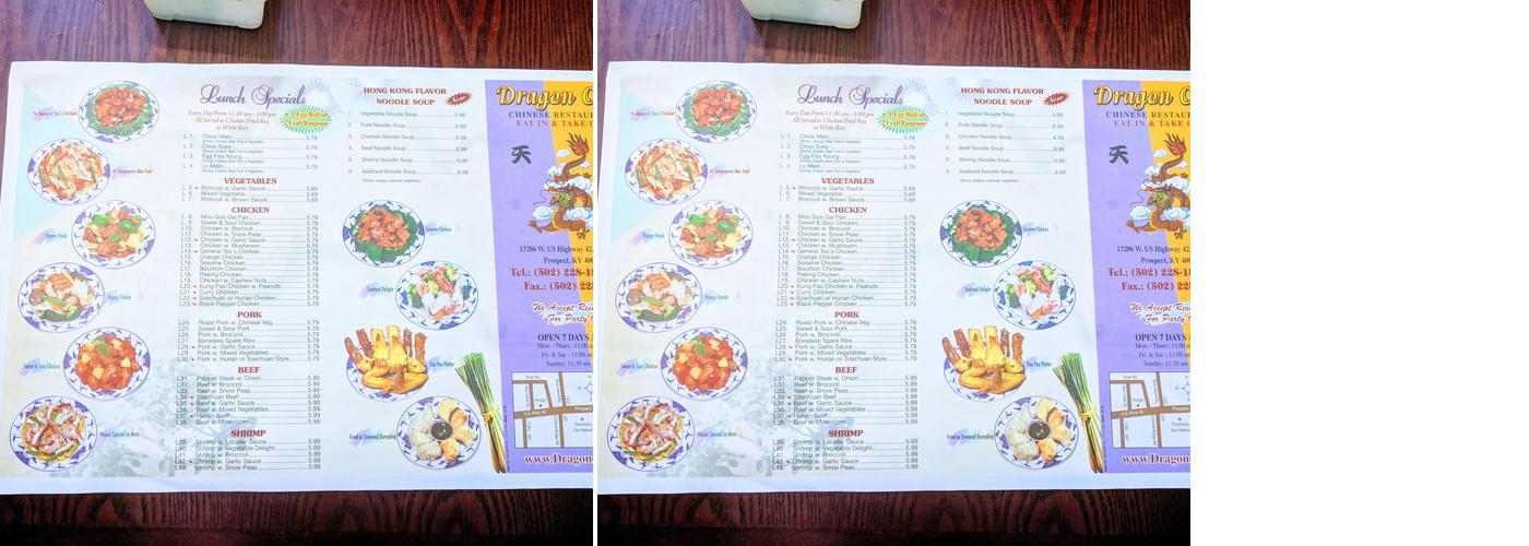 Dragon Cafe Menu