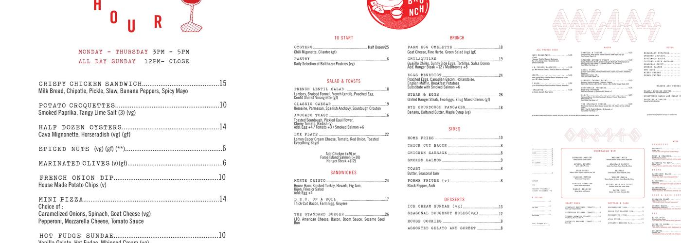 Café Standard Menu