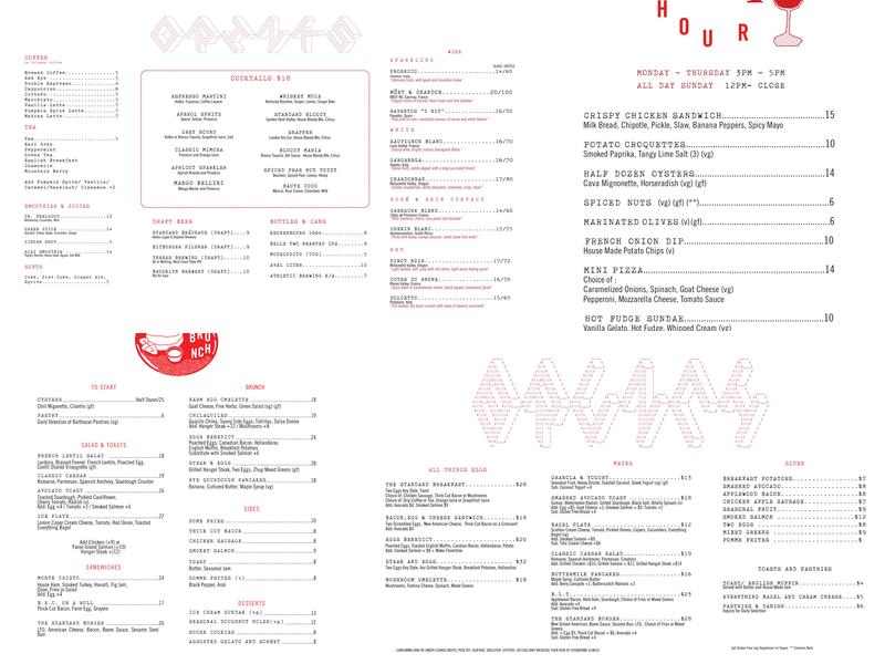 Café Standard Menu