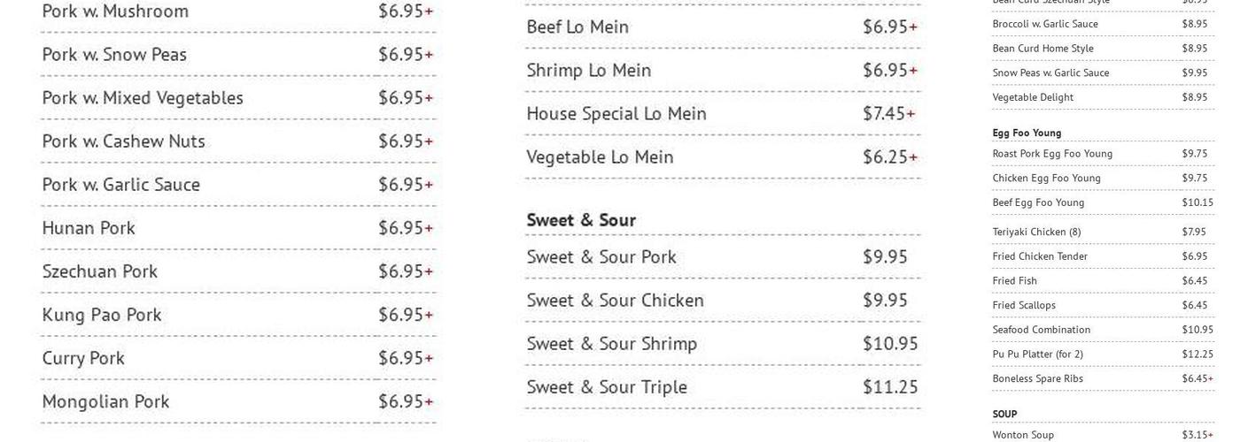 Jumbo Buffet Menu