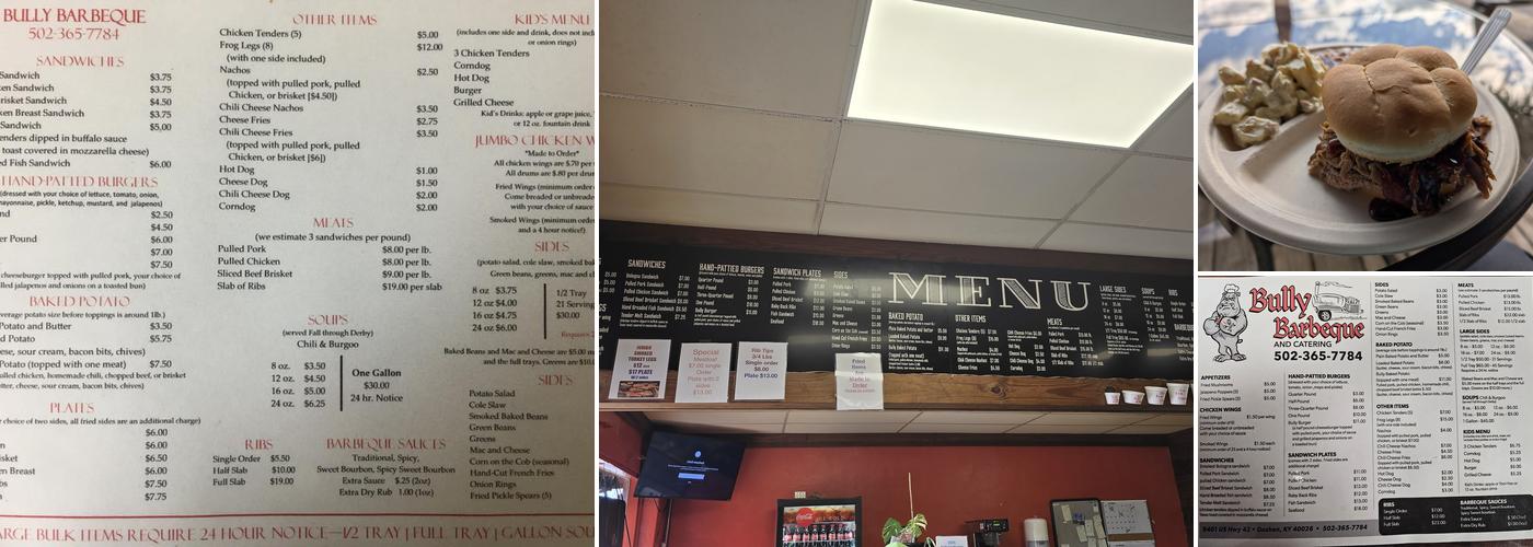 Bully Barbeque Menu