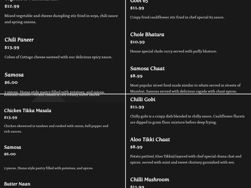 Deccan Spice Menu