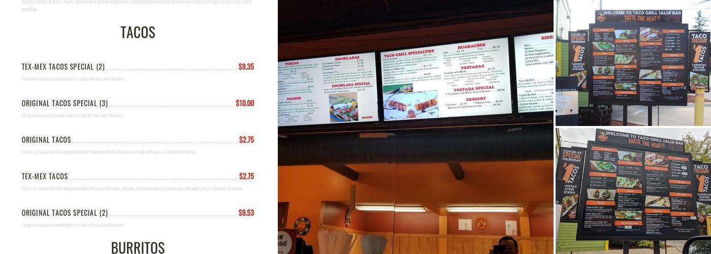 Taco Grill and Salsa Bar Menu