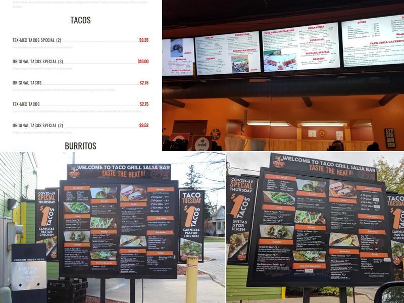 Taco Grill and Salsa Bar Menu