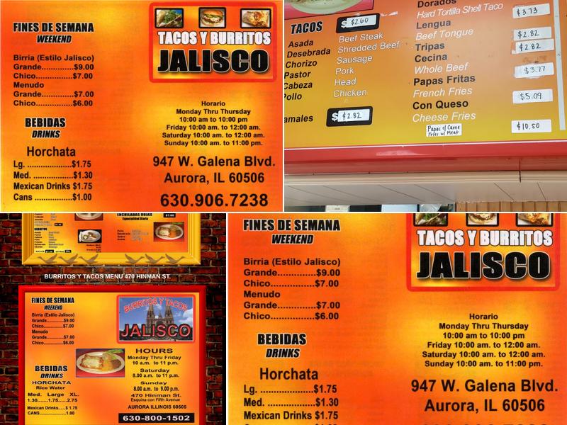 Tacos y Burritos Jalisco Menu