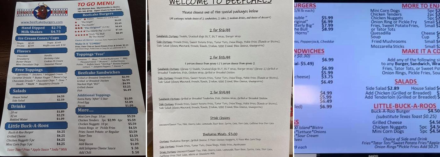 Beefcake Burgers Menu