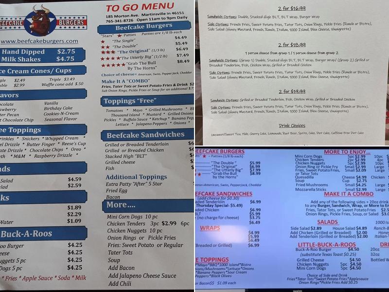 Beefcake Burgers Menu