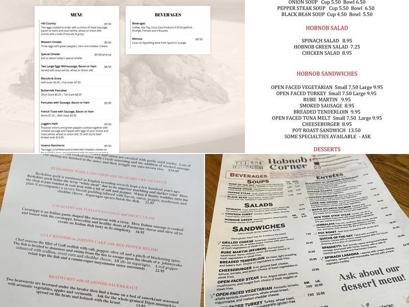 Hobnob Corner Menu