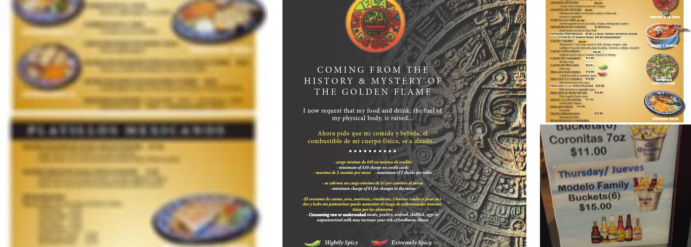 La Flama De Oro Menu