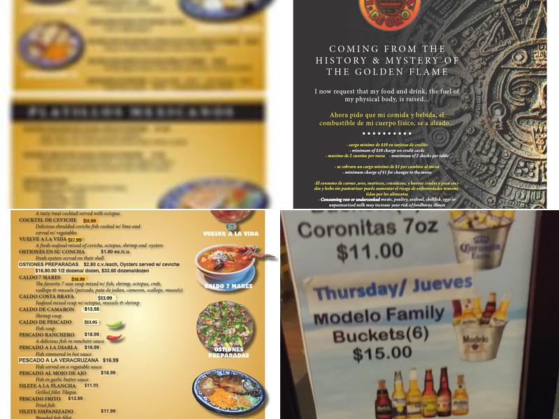 La Flama De Oro Menu