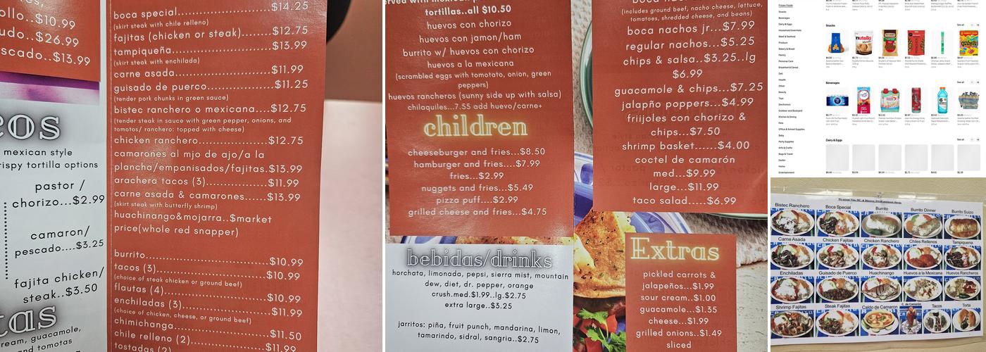 Boca Burritos Menu