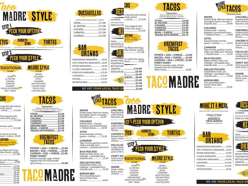Taco Madre Menu