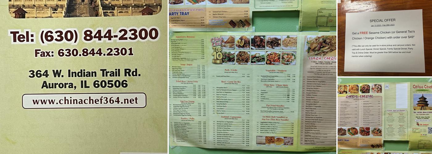 China Chef Restaurant Menu