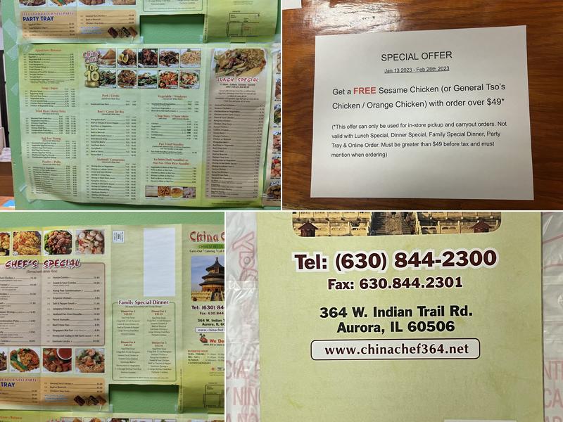 China Chef Restaurant Menu