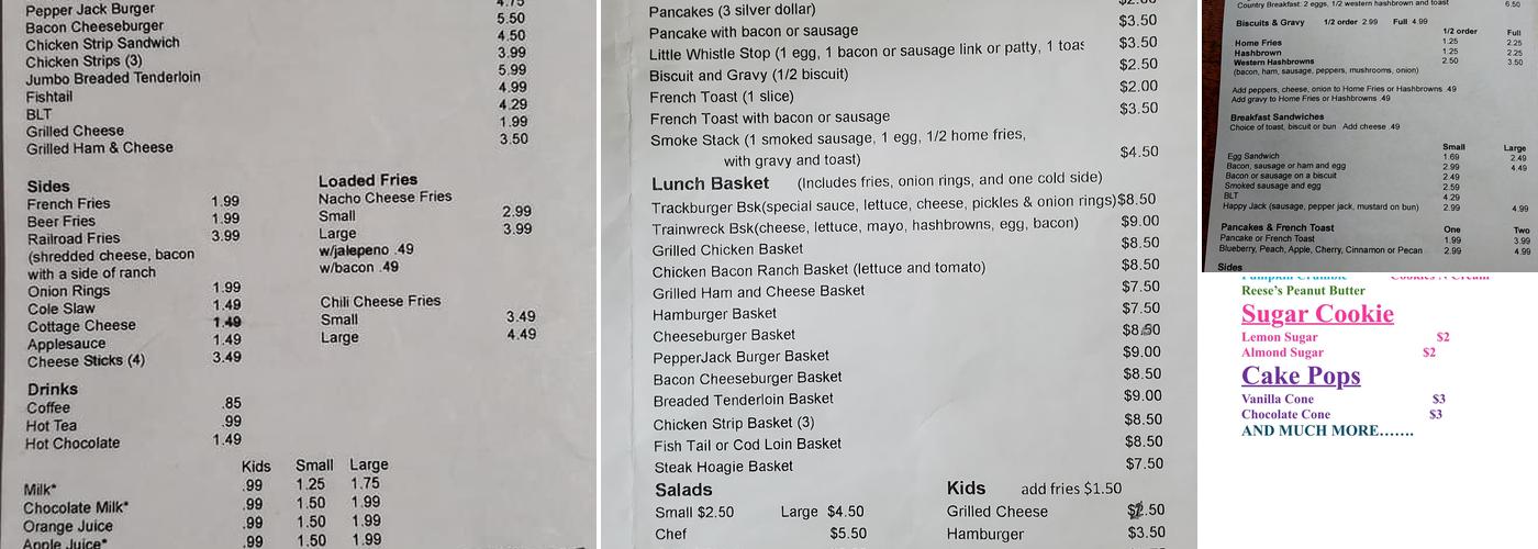Whistle Stop Cafe Menu