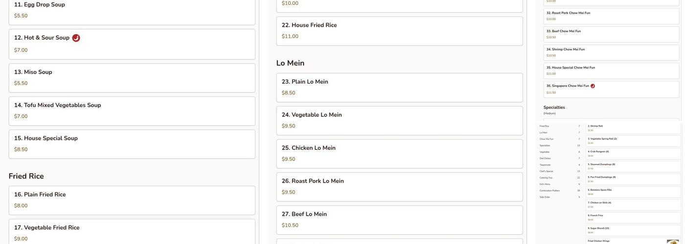 Chopstick Menu