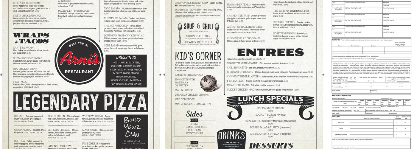 Arni's Columbus Menu