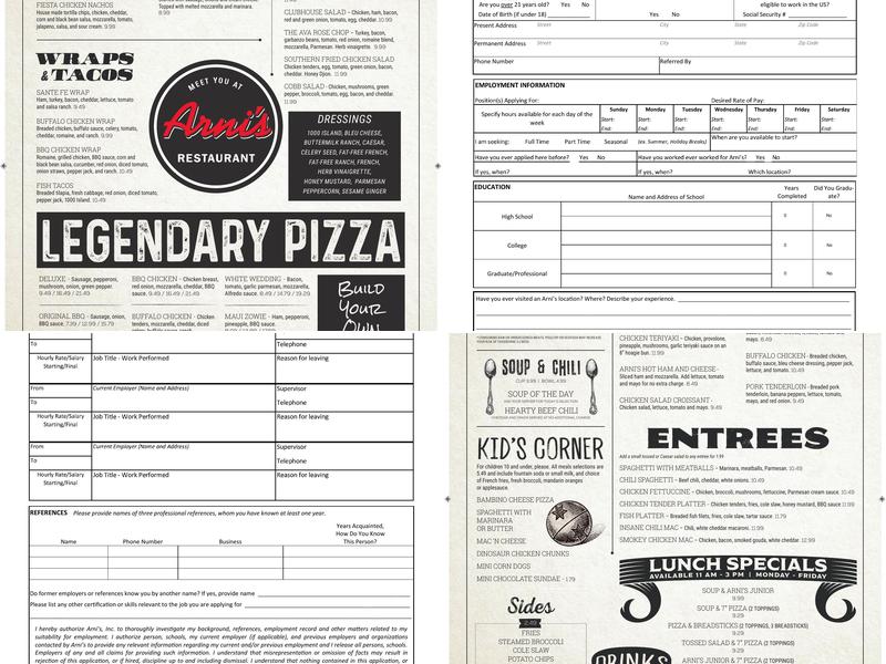 Arni's Columbus Menu