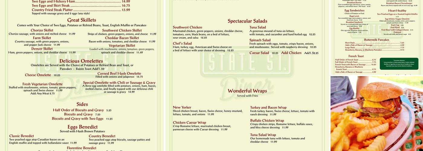 State Street Diner Menu