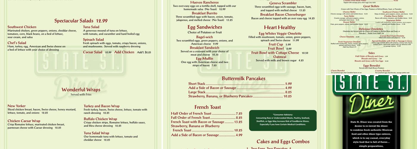 State Street Diner Menu