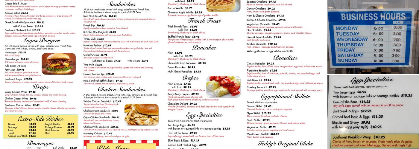 Teddy's Diner Menu