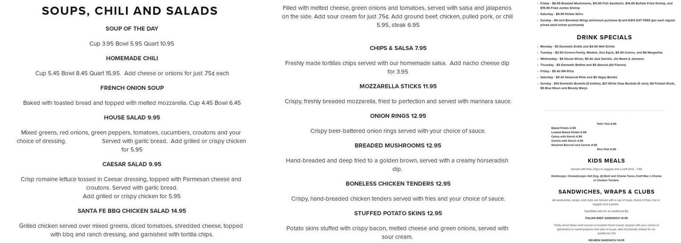 Chelios' Pub & Grill Menu